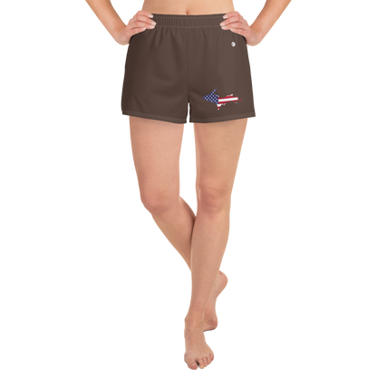 Michigan Upper Peninsula Athletic Shorts (w/ UP USA Flag Outline) | Women's - Hickory Color