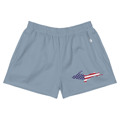 Michigan Upper Peninsula Athletic Shorts (w/ UP USA Flag Outline) | Women's - B-24 Grey