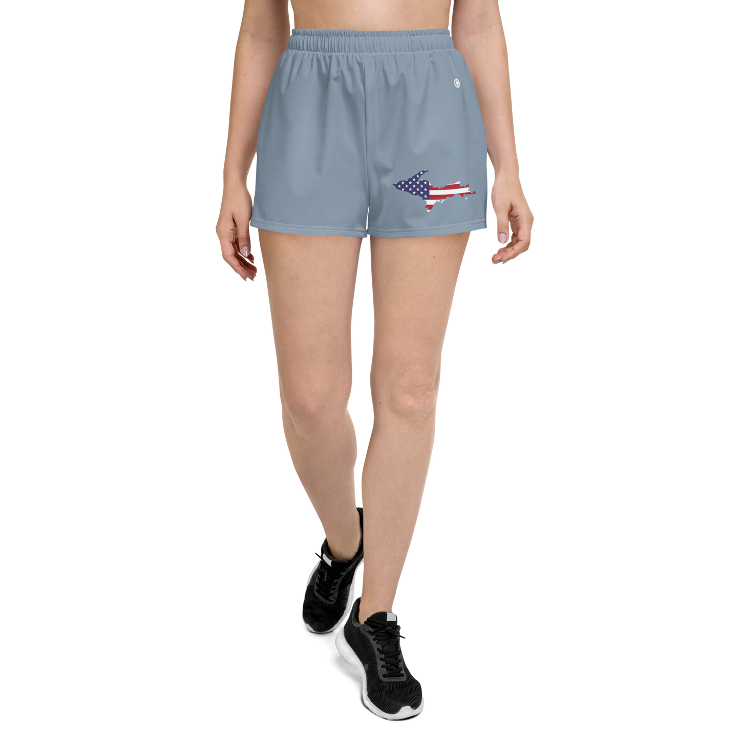 Michigan Upper Peninsula Athletic Shorts (w/ UP USA Flag Outline) | Women's - B-24 Grey