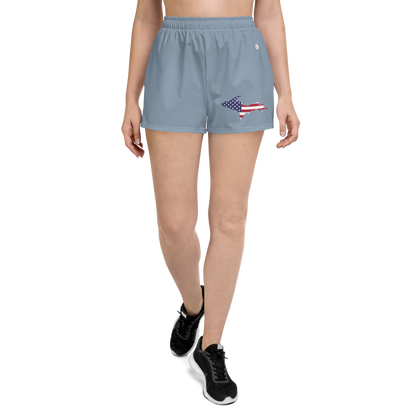 Michigan Upper Peninsula Athletic Shorts (w/ UP USA Flag Outline) | Women's - B-24 Grey