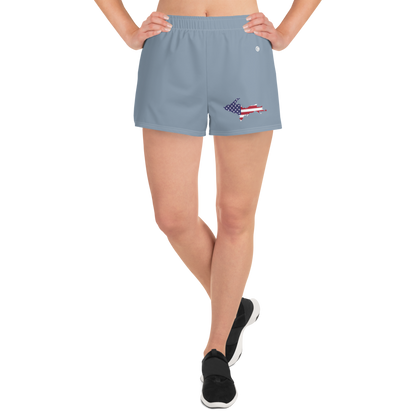 Michigan Upper Peninsula Athletic Shorts (w/ UP USA Flag Outline) | Women's - B-24 Grey