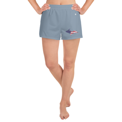 Michigan Upper Peninsula Athletic Shorts (w/ UP USA Flag Outline) | Women's - B-24 Grey