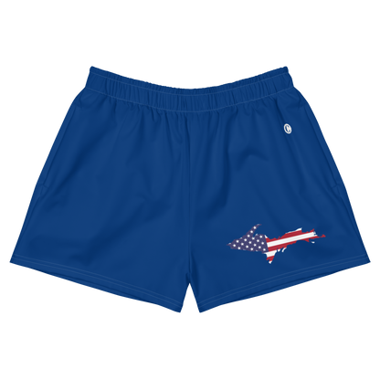 Michigan Upper Peninsula Athletic Shorts (w/ UP USA Flag Outline) | Women's - Dearborn Blue