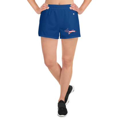 Michigan Upper Peninsula Athletic Shorts (w/ UP USA Flag Outline) | Women's - Dearborn Blue