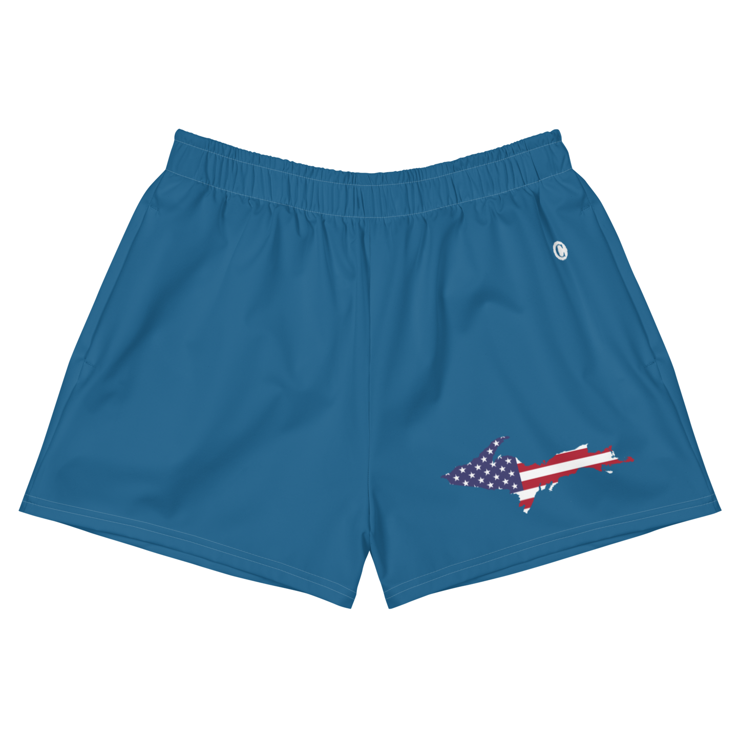 Michigan Upper Peninsula Athletic Shorts (w/ UP USA Flag Outline) | Women's - Blueberry