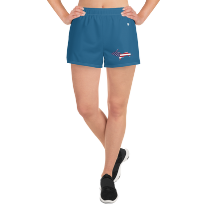 Michigan Upper Peninsula Athletic Shorts (w/ UP USA Flag Outline) | Women's - Blueberry