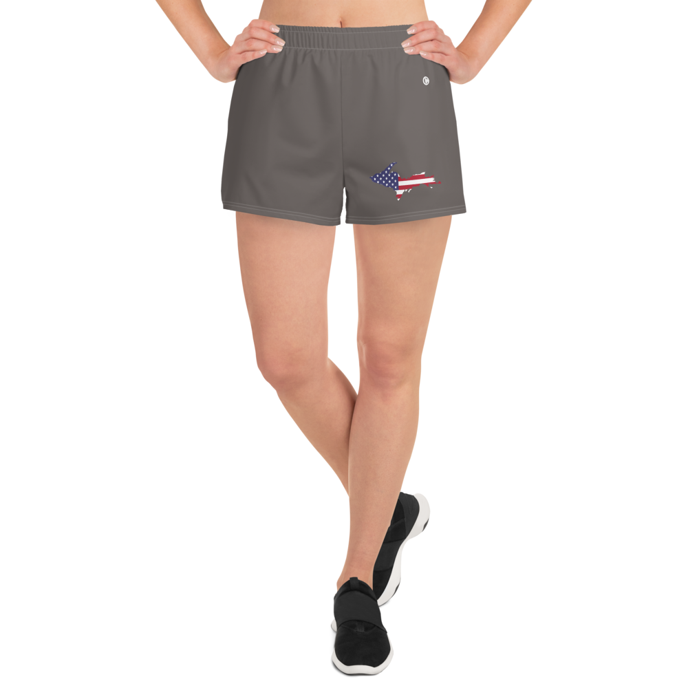 Michigan Upper Peninsula Athletic Shorts (w/ UP USA Flag Outline) | Women's - Warren Tank Grey