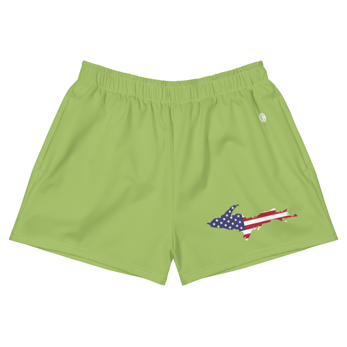 Michigan Upper Peninsula Athletic Shorts (w/ UP USA Flag Outline) | Women's - Gooseberry Green