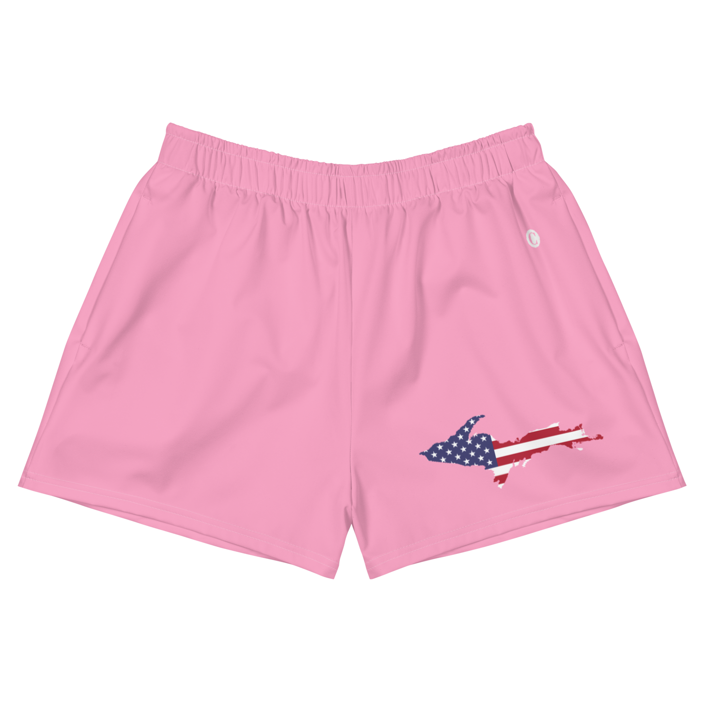 Michigan Upper Peninsula Athletic Shorts (w/ UP USA Flag Outline) | Women's - '67 Caddie Pink