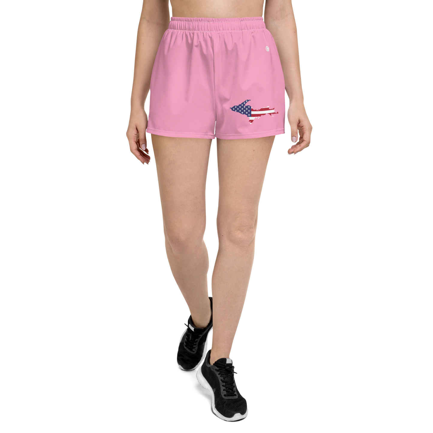 Michigan Upper Peninsula Athletic Shorts (w/ UP USA Flag Outline) | Women's - '67 Caddie Pink