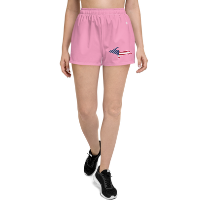 Michigan Upper Peninsula Athletic Shorts (w/ UP USA Flag Outline) | Women's - '67 Caddie Pink