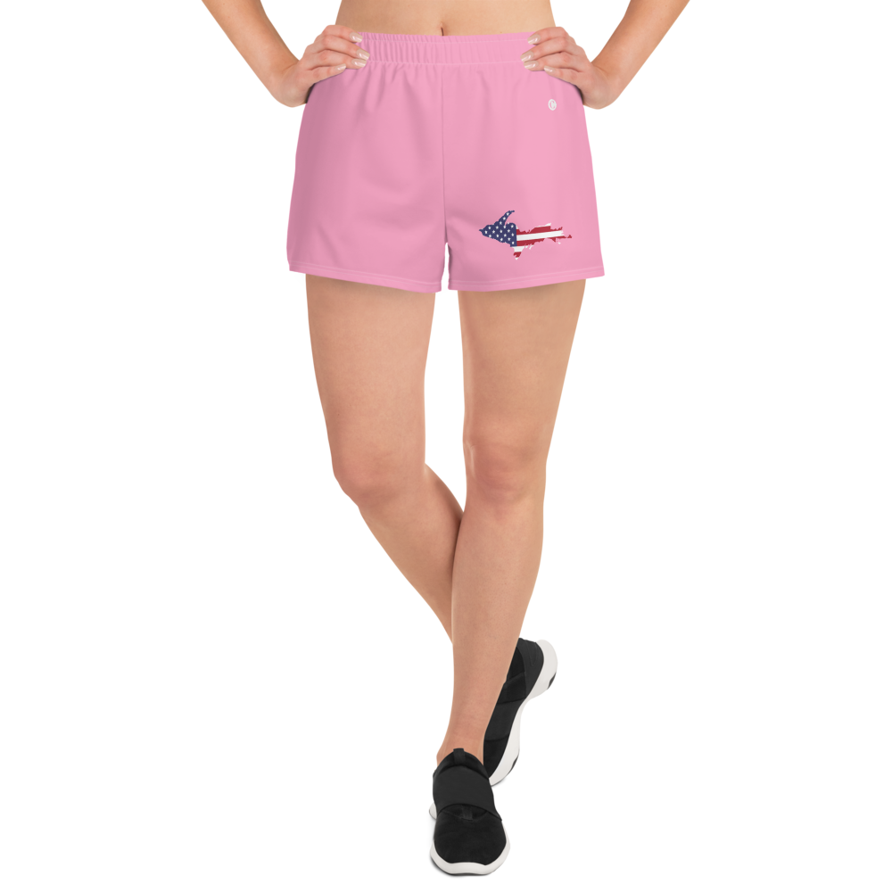 Michigan Upper Peninsula Athletic Shorts (w/ UP USA Flag Outline) | Women's - '67 Caddie Pink