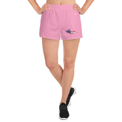 Michigan Upper Peninsula Athletic Shorts (w/ UP USA Flag Outline) | Women's - '67 Caddie Pink