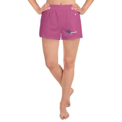 Michigan Upper Peninsula Athletic Shorts (w/ UP USA Flag Outline) | Women's - Apple Blossom Pink