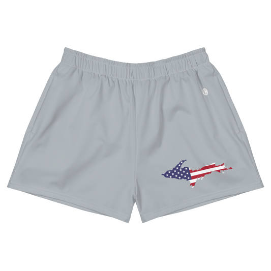 Michigan Upper Peninsula Athletic Shorts (w/ UP USA Flag) | Women's - Silver