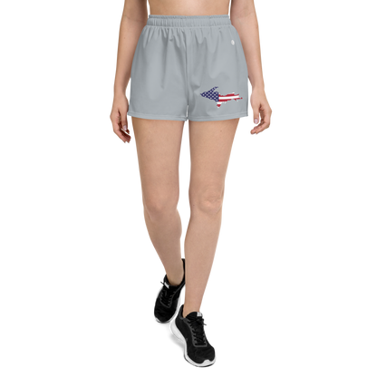 Michigan Upper Peninsula Athletic Shorts (w/ UP USA Flag) | Women's - Silver