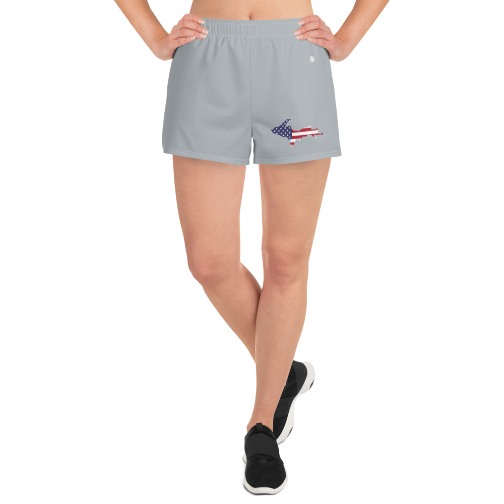 Michigan Upper Peninsula Athletic Shorts (w/ UP USA Flag) | Women's - Silver