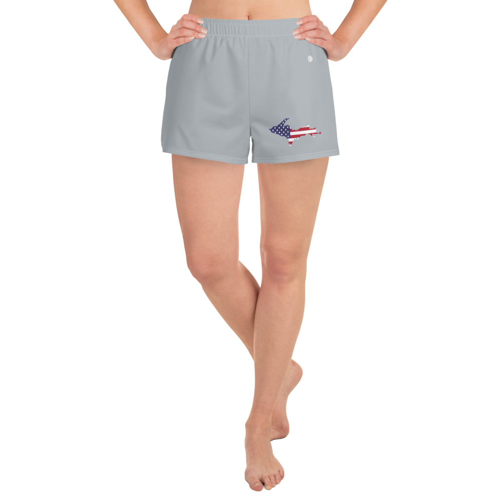 Michigan Upper Peninsula Athletic Shorts (w/ UP USA Flag) | Women's - Silver