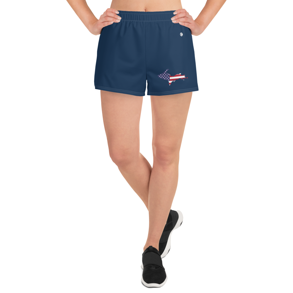 Michigan Upper Peninsula Athletic Shorts (w/ UP USA Flag) | Women's - Navy