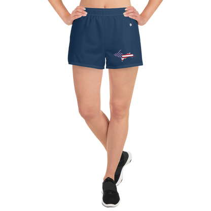 Michigan Upper Peninsula Athletic Shorts (w/ UP USA Flag) | Women's - Navy