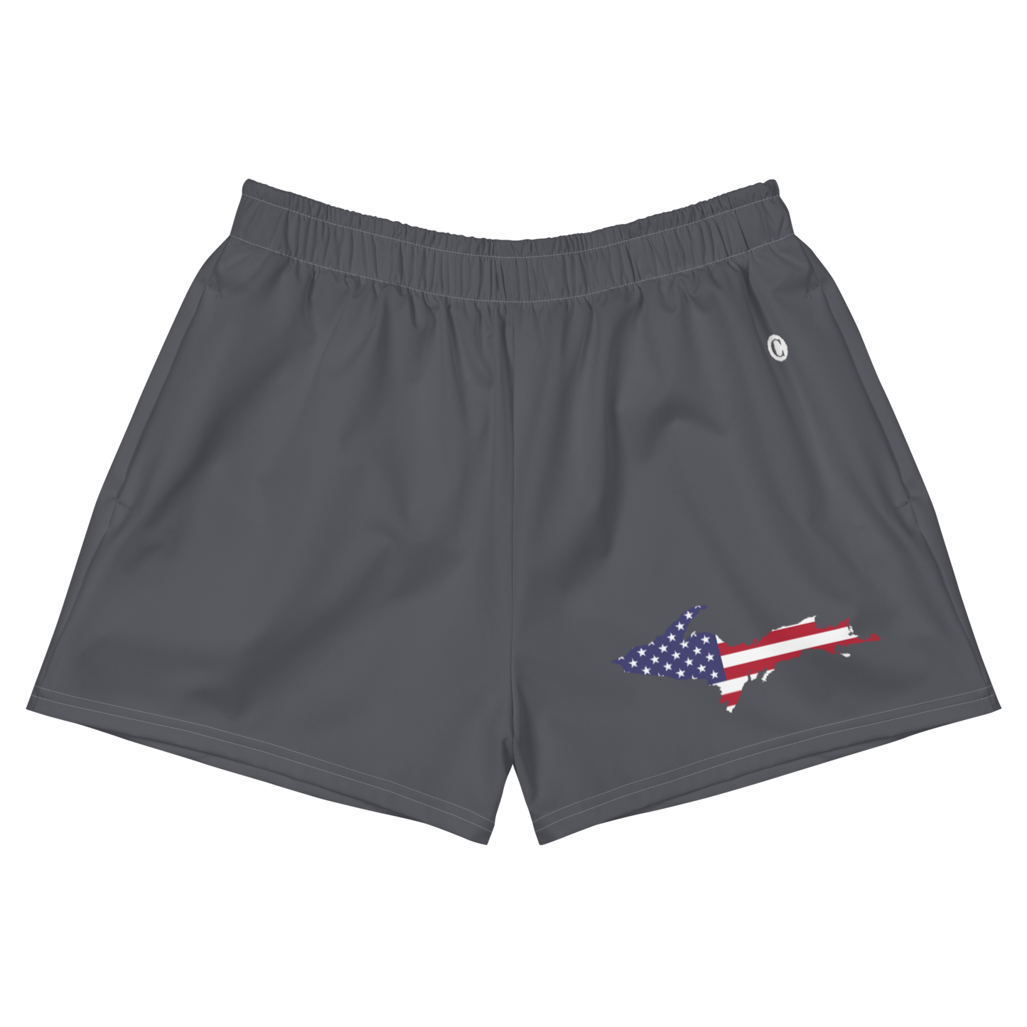 Michigan Upper Peninsula Athletic Shorts (w/ UP USA Flag) | Women's - Iron Ore Grey