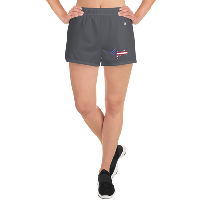 Michigan Upper Peninsula Athletic Shorts (w/ UP USA Flag) | Women's - Iron Ore Grey