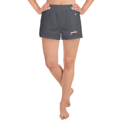 Michigan Upper Peninsula Athletic Shorts (w/ UP USA Flag) | Women's - Iron Ore Grey