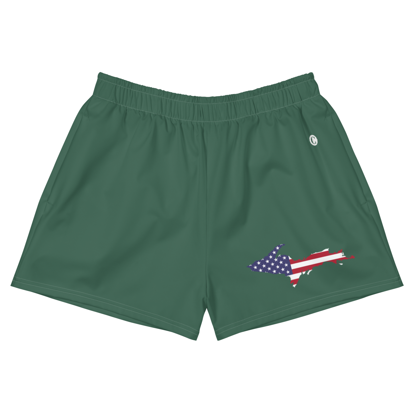 Michigan Upper Peninsula Athletic Shorts (w/ UP USA Flag) | Women's - Ginger Ale Green