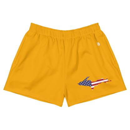 Michigan Upper Peninsula Athletic Shorts (w/ UP USA Flag) | Women's - Birch Leaf Orange