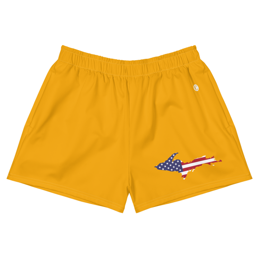 Michigan Upper Peninsula Athletic Shorts (w/ UP USA Flag) | Women's - Birch Leaf Orange