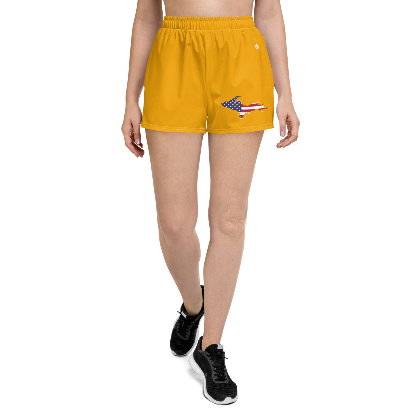 Michigan Upper Peninsula Athletic Shorts (w/ UP USA Flag) | Women's - Birch Leaf Orange