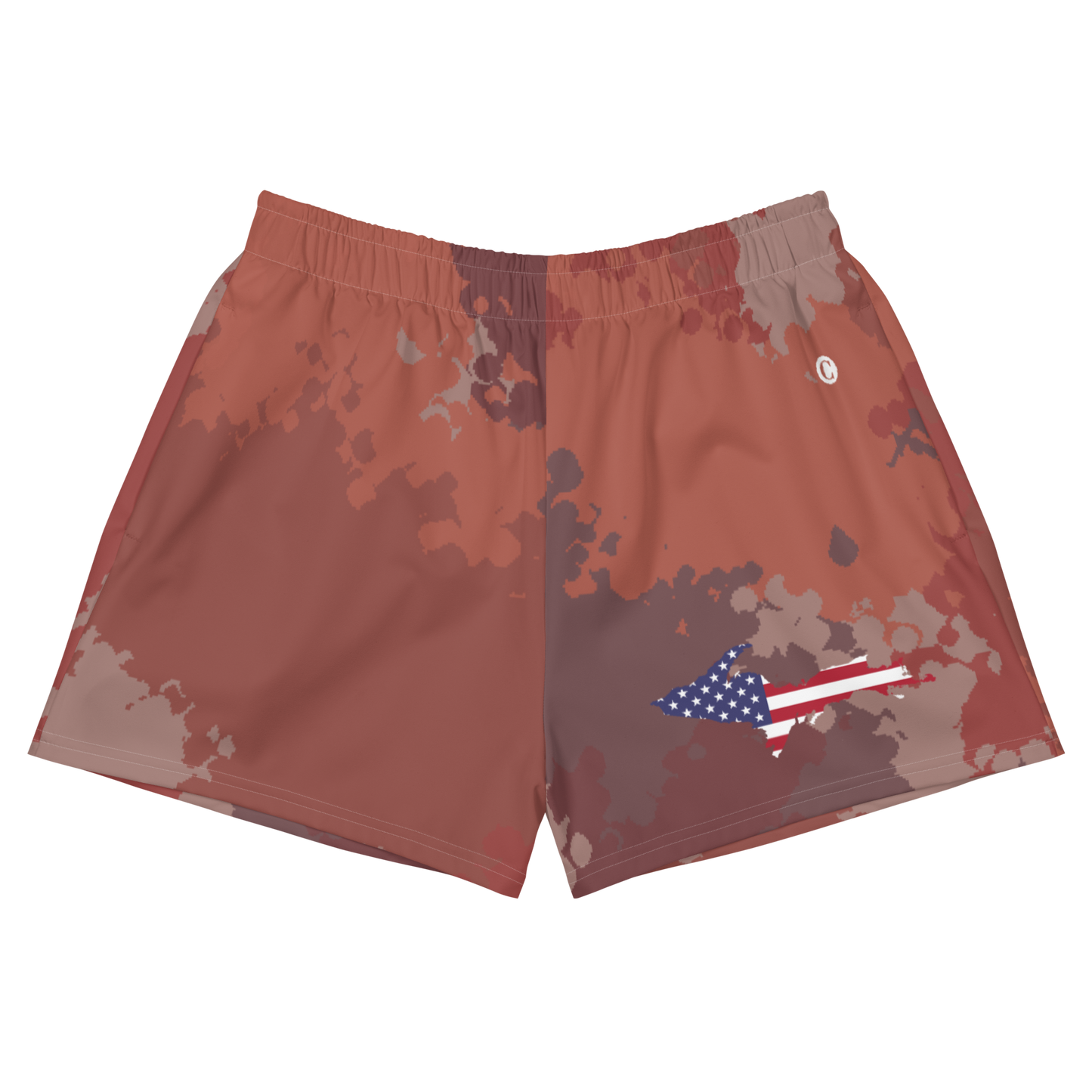 Michigan Upper Peninsula Athletic Shorts (w/ UP USA Flag) | Women's - Ore Dock Red