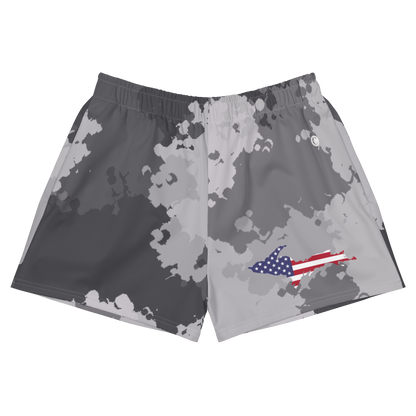 Michigan Upper Peninsula Athletic Shorts (w/ UP USA Flag) | Women's - Iron Ore Camo