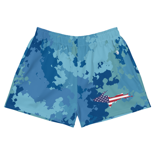 Michigan Upper Peninsula Athletic Shorts (w/ UP USA Flag) | Women's - Great Lakes Camo