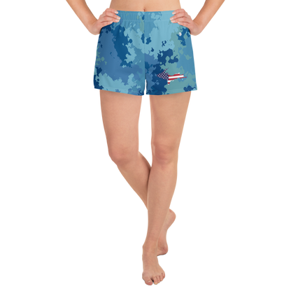 Michigan Upper Peninsula Athletic Shorts (w/ UP USA Flag) | Women's - Great Lakes Camo