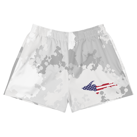 Michigan Upper Peninsula Athletic Shorts (w/ UP USA Flag) | Women's - Snow Camo