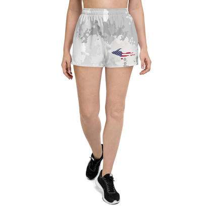 Michigan Upper Peninsula Athletic Shorts (w/ UP USA Flag) | Women's - Snow Camo