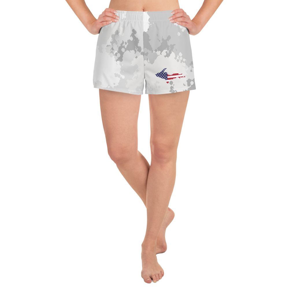 Michigan Upper Peninsula Athletic Shorts (w/ UP USA Flag) | Women's - Snow Camo