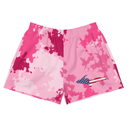 Michigan Upper Peninsula Athletic Shorts (w/ UP USA Flag) | Women's - Pink Camo