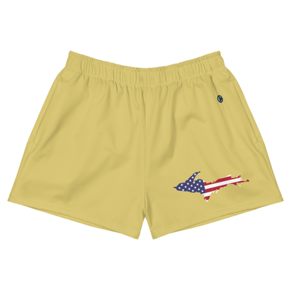 Michigan Upper Peninsula Athletic Shorts (w/ UP USA Flag) | Women's - Plum Yellow