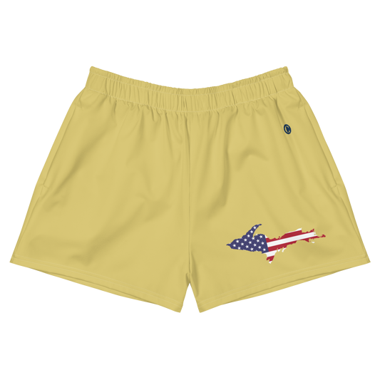 Michigan Upper Peninsula Athletic Shorts (w/ UP USA Flag) | Women's - Plum Yellow