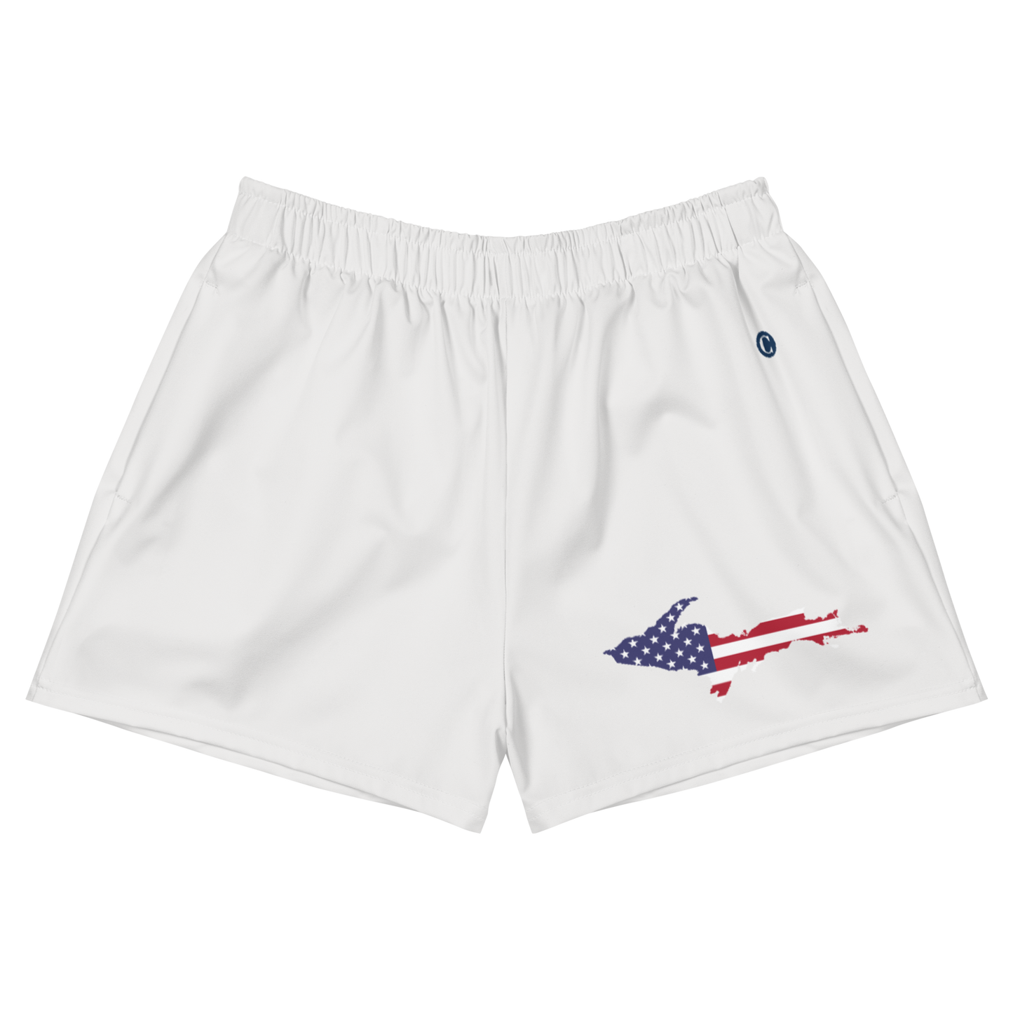 Michigan Upper Peninsula Athletic Shorts (w/ UP USA Flag) | Women's - Birch Bark White