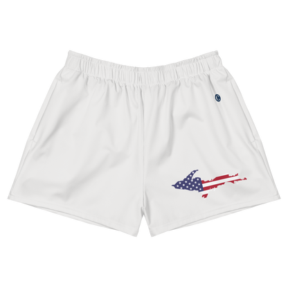 Michigan Upper Peninsula Athletic Shorts (w/ UP USA Flag) | Women's - Birch Bark White