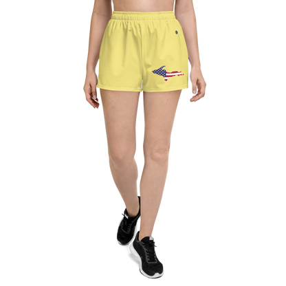 Michigan Upper Peninsula Athletic Shorts (w/ UP USA Flag) | Women's - Cherry Yellow