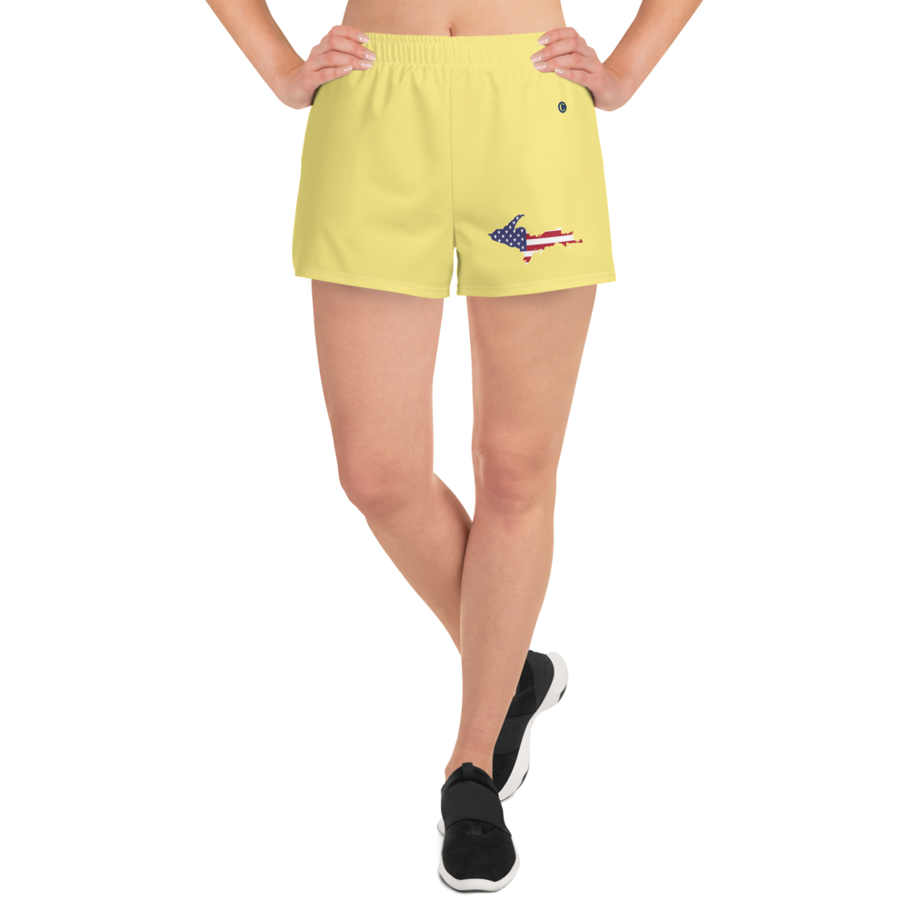 Michigan Upper Peninsula Athletic Shorts (w/ UP USA Flag) | Women's - Cherry Yellow