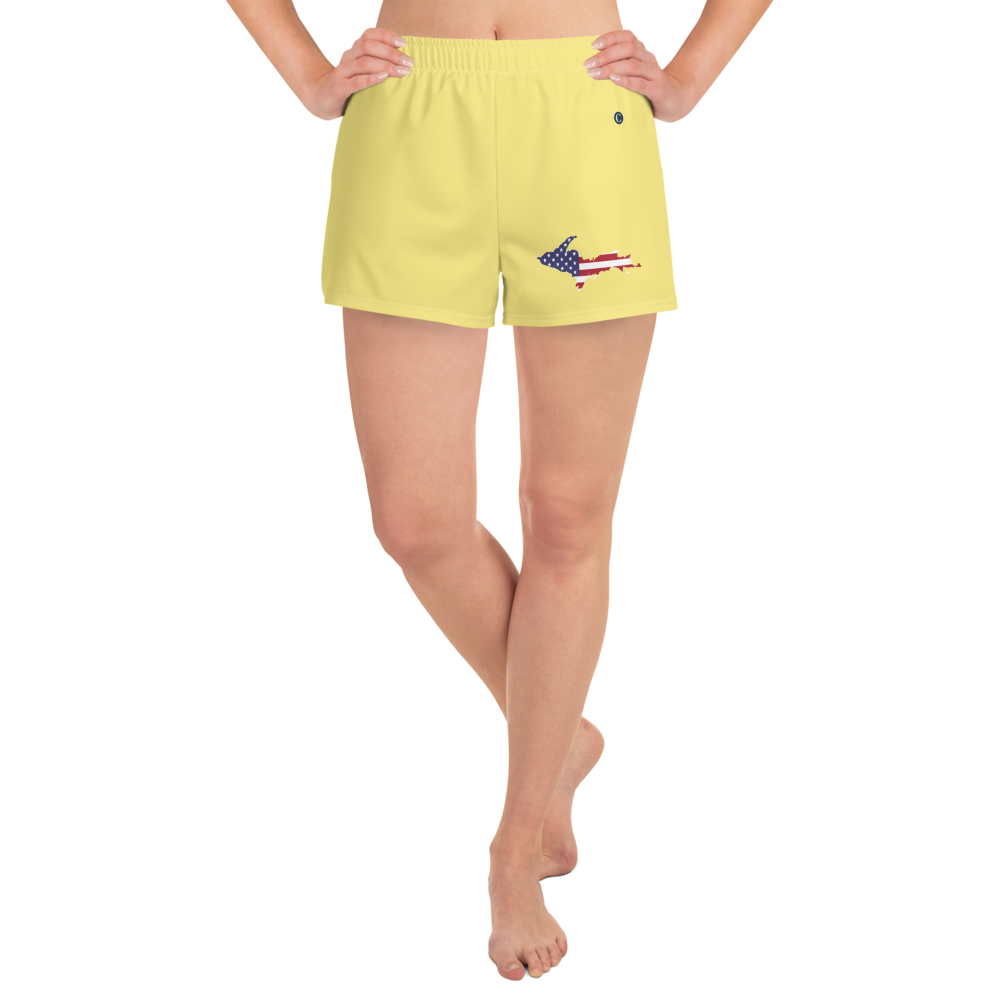 Michigan Upper Peninsula Athletic Shorts (w/ UP USA Flag) | Women's - Cherry Yellow