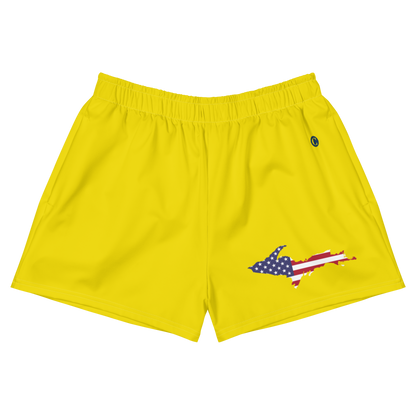 Michigan Upper Peninsula Athletic Shorts (w/ UP USA Flag) | Women's - Gadsden Yellow