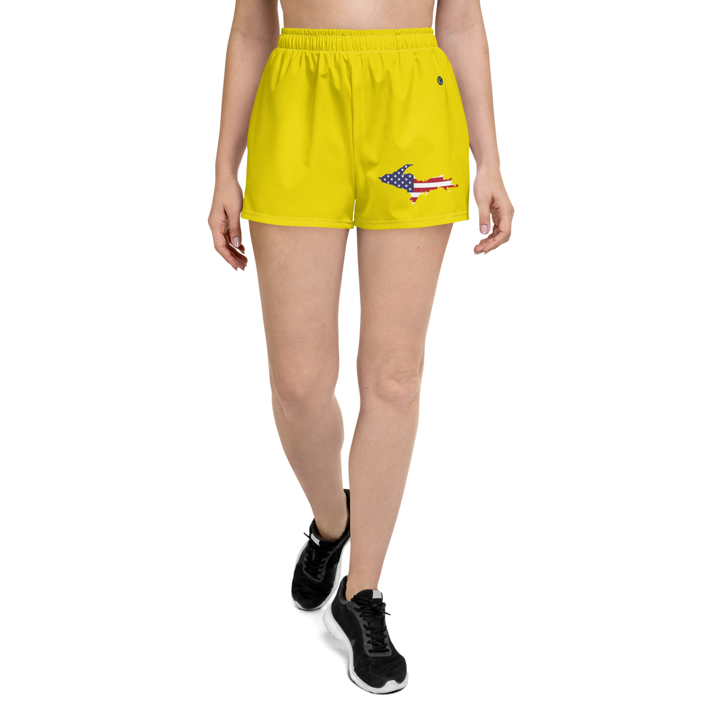 Michigan Upper Peninsula Athletic Shorts (w/ UP USA Flag) | Women's - Gadsden Yellow