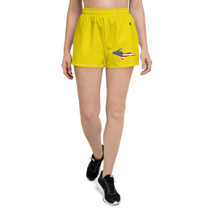 Michigan Upper Peninsula Athletic Shorts (w/ UP USA Flag) | Women's - Gadsden Yellow