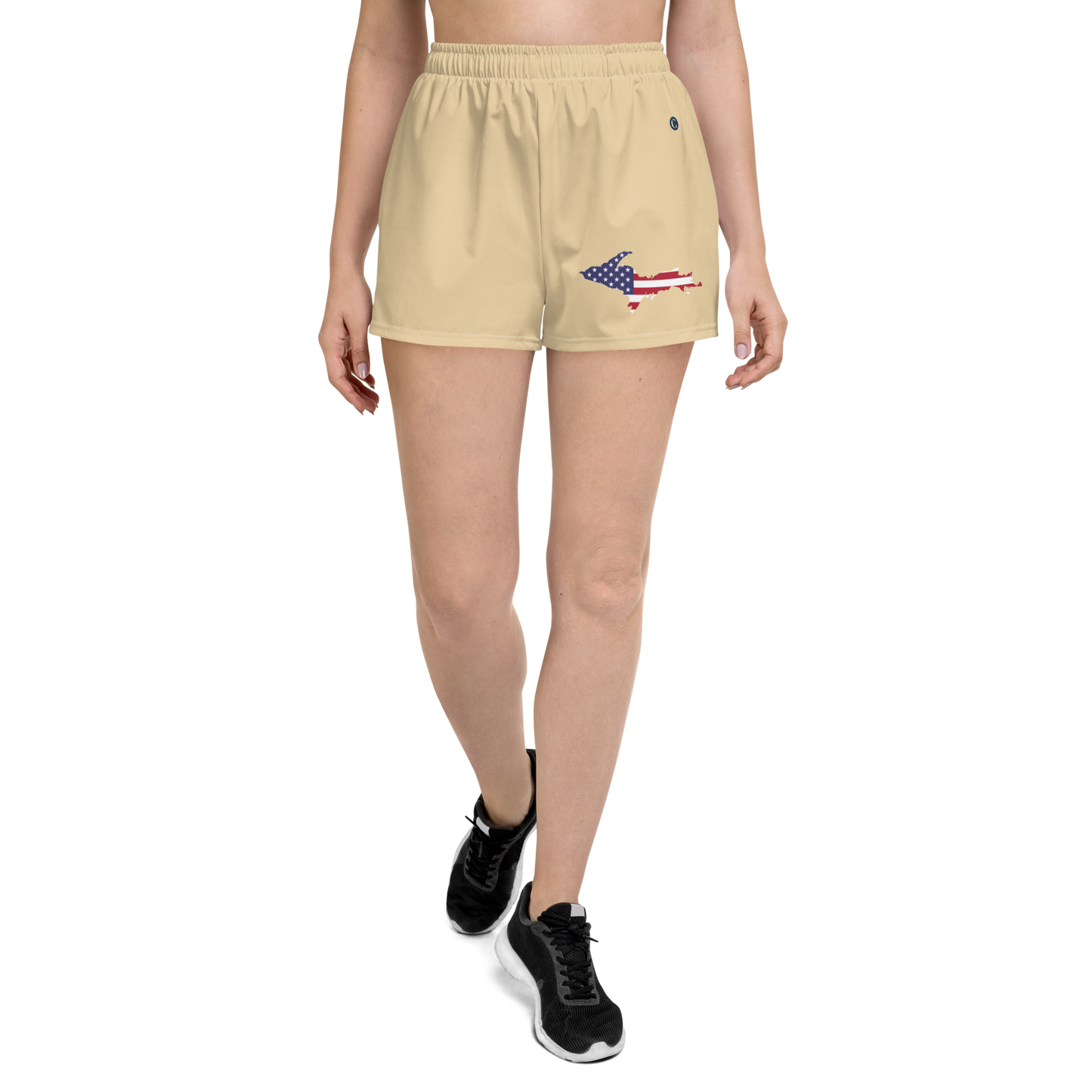 Michigan Upper Peninsula Athletic Shorts (w/ UP USA Flag) | Women's - Maple Color